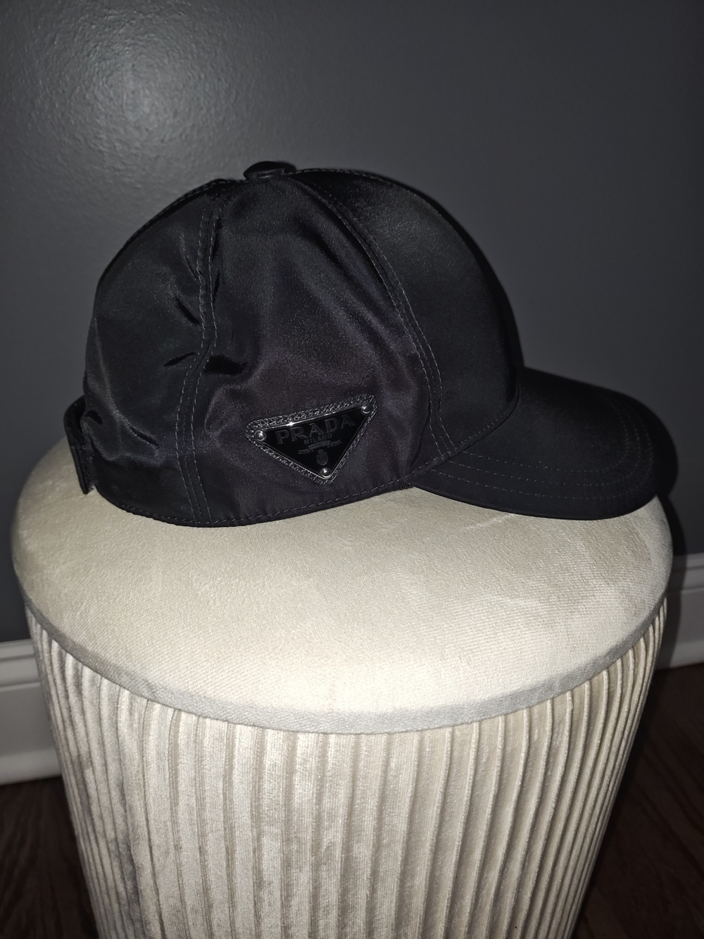 Authentic Prada Black Nylon Baseball Cap